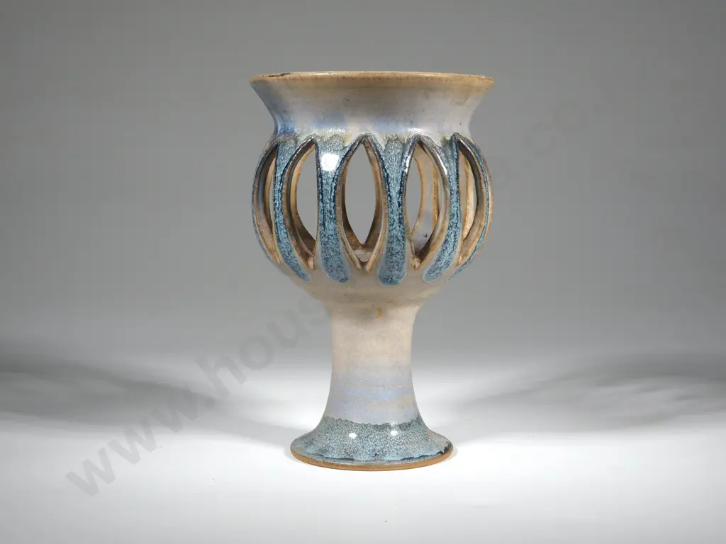 Vintage Pottery Blue Glaze Candle / Tea Lite. Image 1++