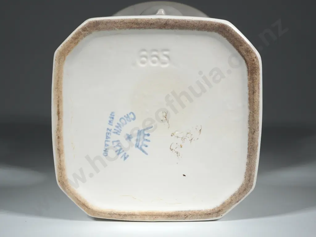 Crown Lynn Urn Shaped Vase with Applied Shell Shaped Handles. Printed Factory Mark to Base &  Incised 665 No. Image 1++
