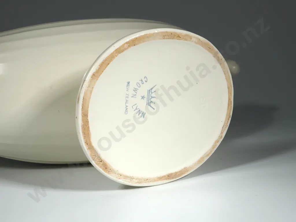 Crown Lynn Mantle Vase.Slip Cast with Scroll Detailing. Image 1++