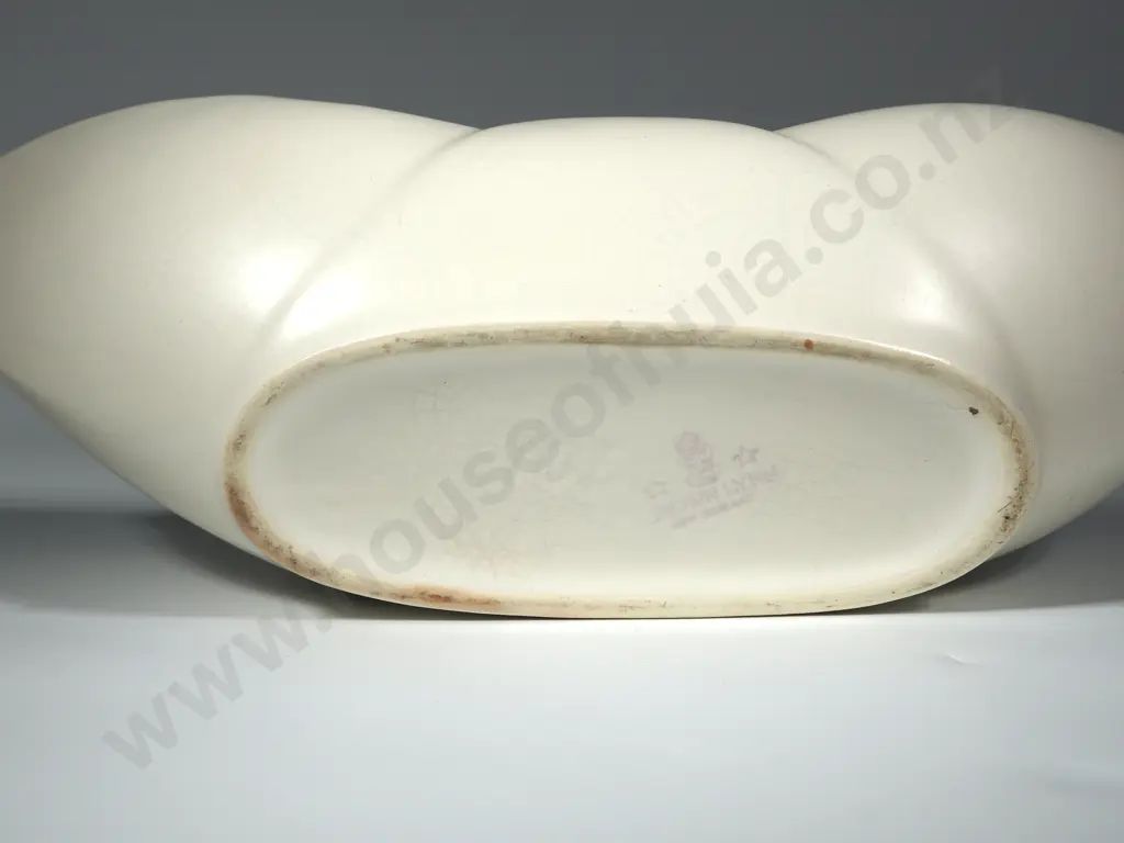 Crown Lynn Cream Long Vase. Printed Tiki Mark & Embossed Shape No 103 Image 1++
