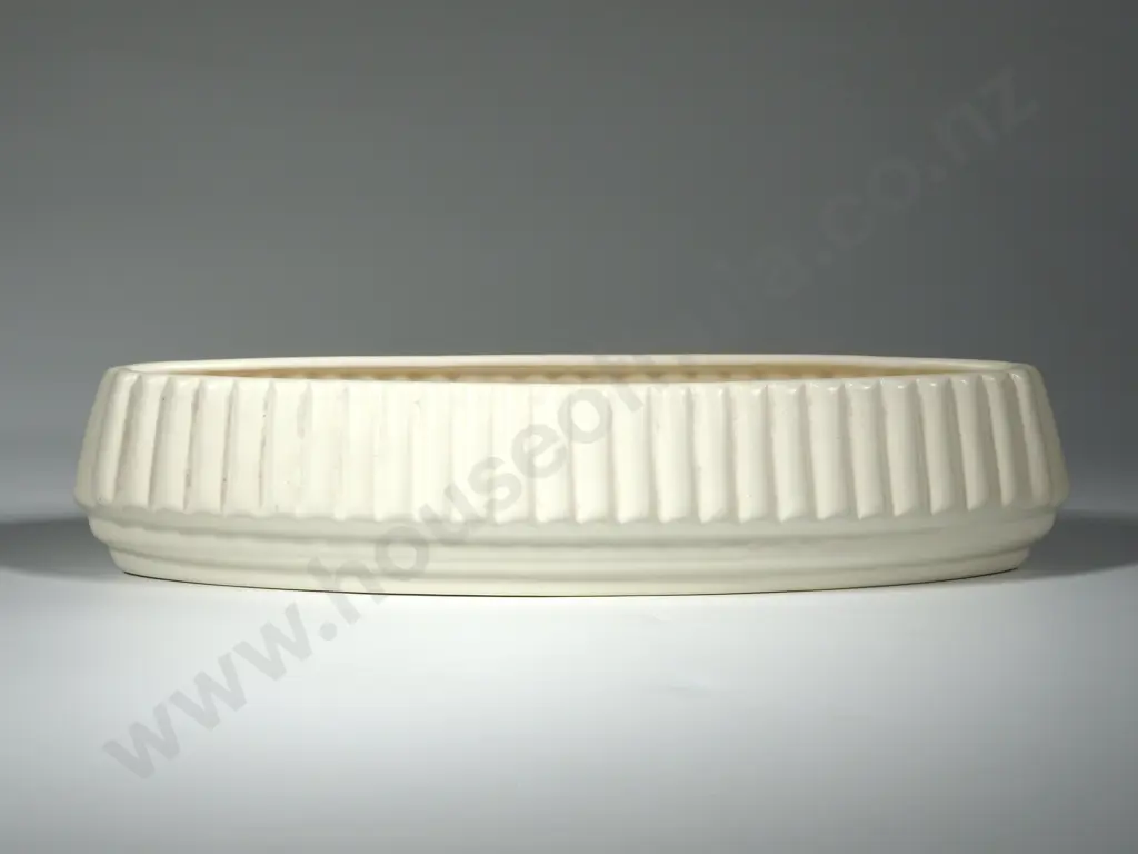 Crown Lynn White Slip Cast Trough Vase with Printed Factory Mark & Impressed No. 74 To Base  Image 1++