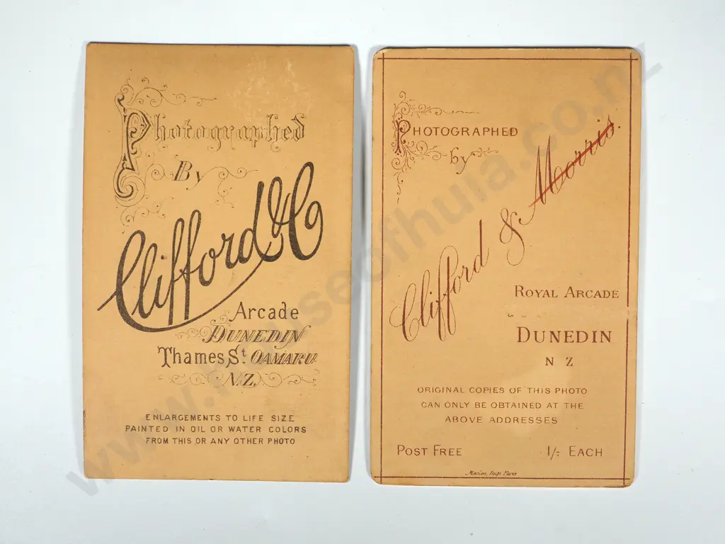 Two Colonial Cabinet Photos; Maori Portraits By Clifford Photographer. Dunedin 1870s  Image 1++