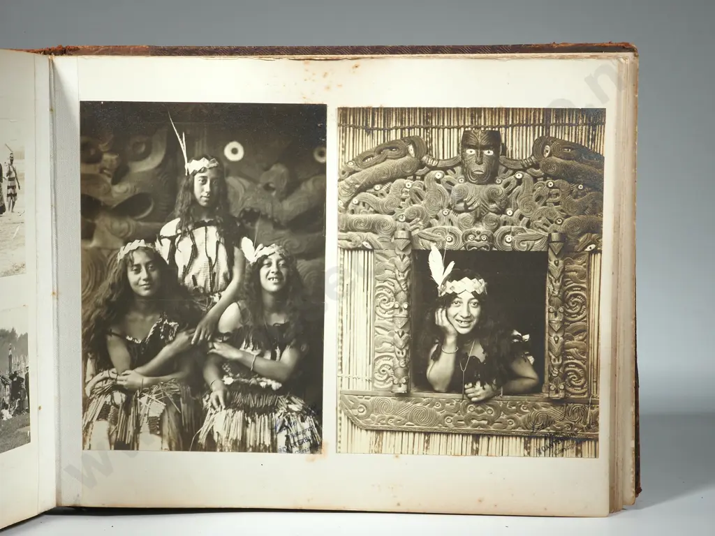 Antique New Zealand Photo Album with Some Silver Geletin Photos of Christchurch & Māori Scenes Image 1++