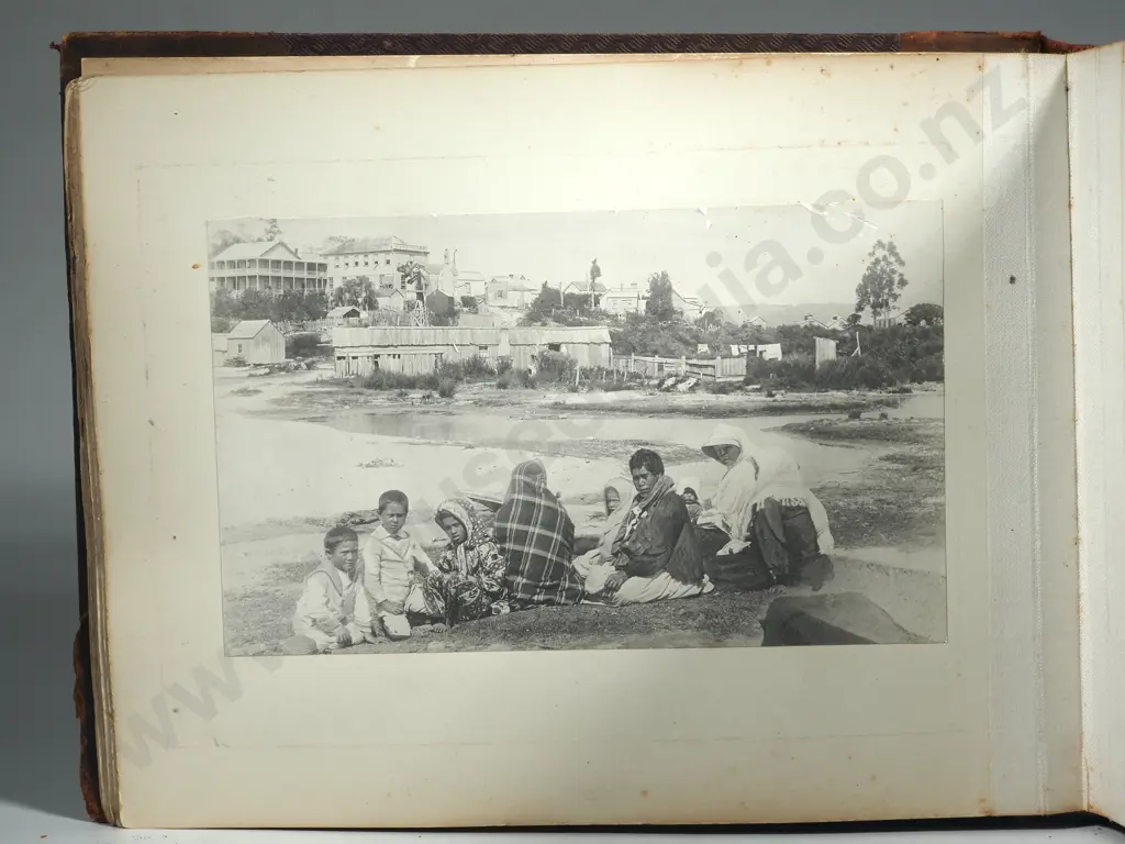 Antique New Zealand Photo Album with Some Silver Geletin Photos of Christchurch & Māori Scenes Image 1++