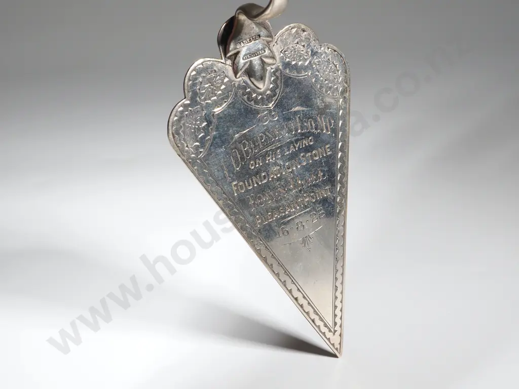 Sterling Silver & Ivory Miniature Trowel.Marked Sterling Silver Gaty Ltd. Presented To TD Burnett Esquire M.P Image 1++