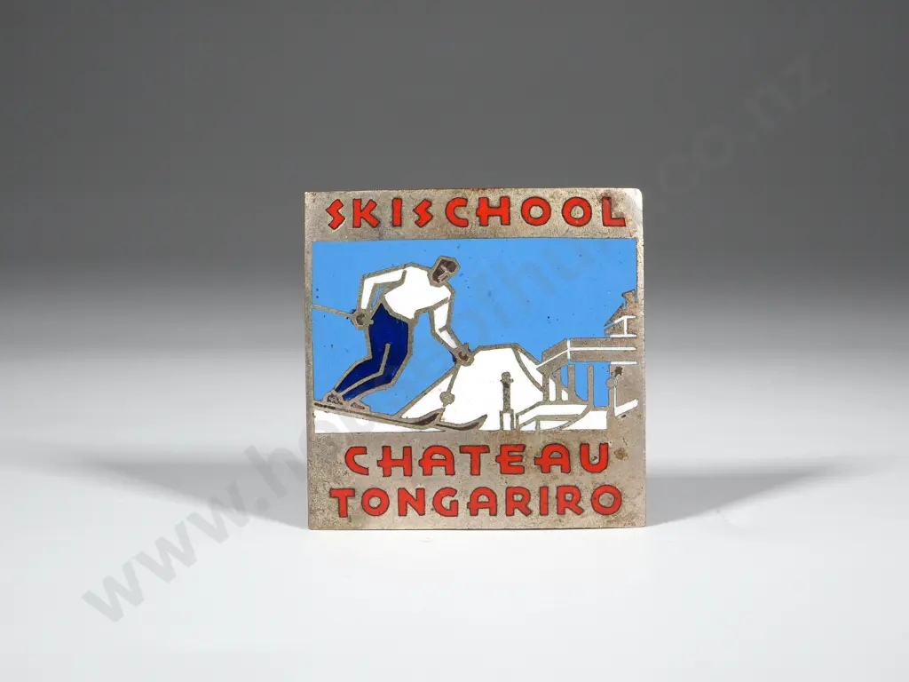 Square Skischool 'Chateau Tongariro" Badge. Marked Alois Klammer Innsbruck” Image 1++