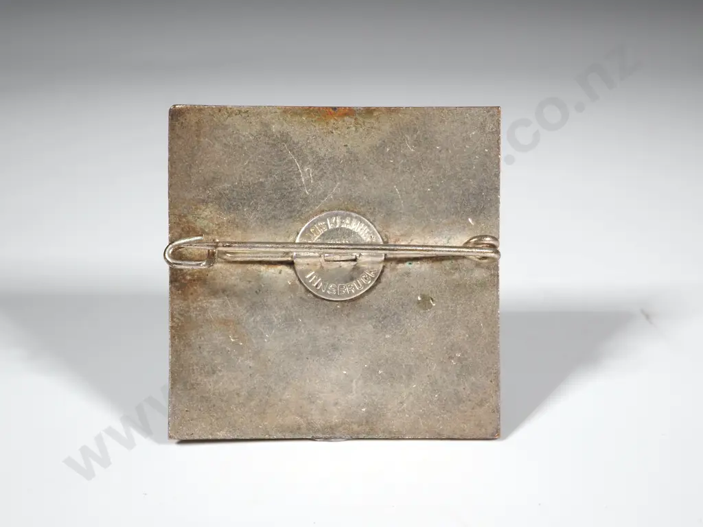 Square Skischool 'Chateau Tongariro" Badge. Marked Alois Klammer Innsbruck” Image 1++