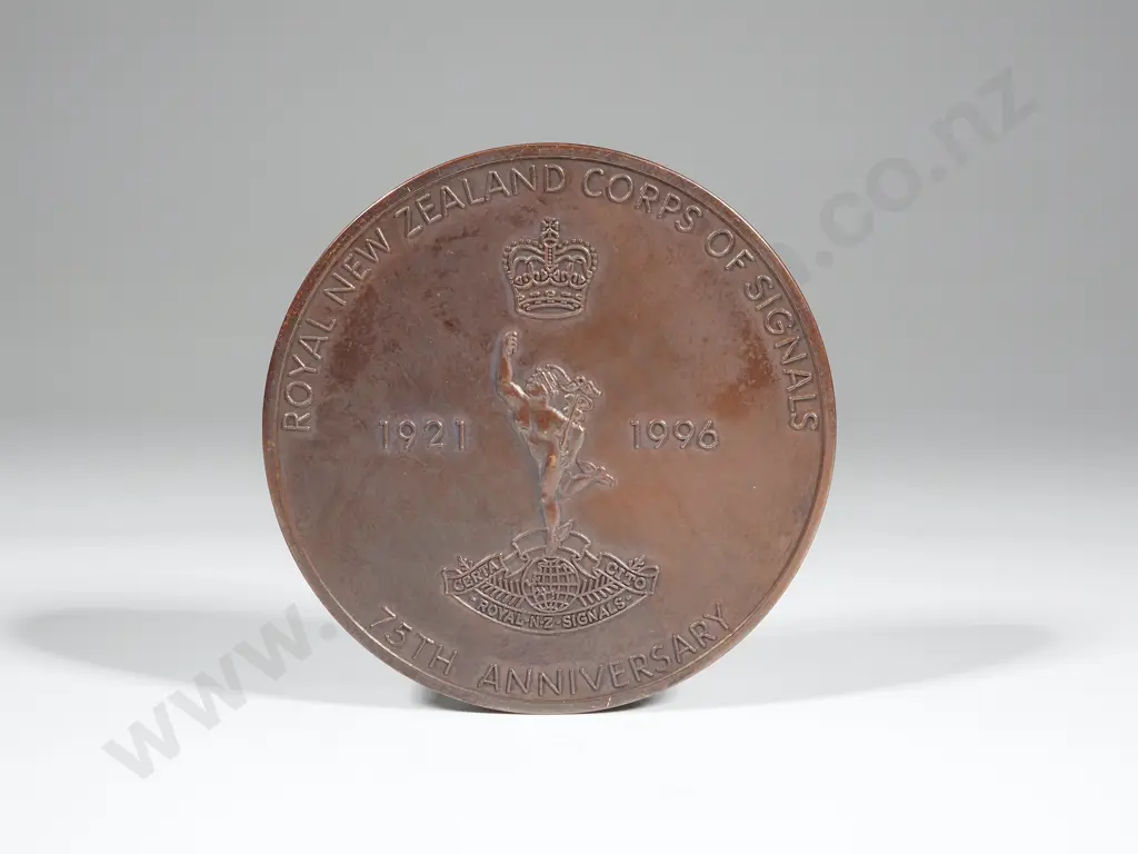 The "Royal New Zealand Corps of Signals' 75 Years Bronze  Medal1921 -1996 Image 1++