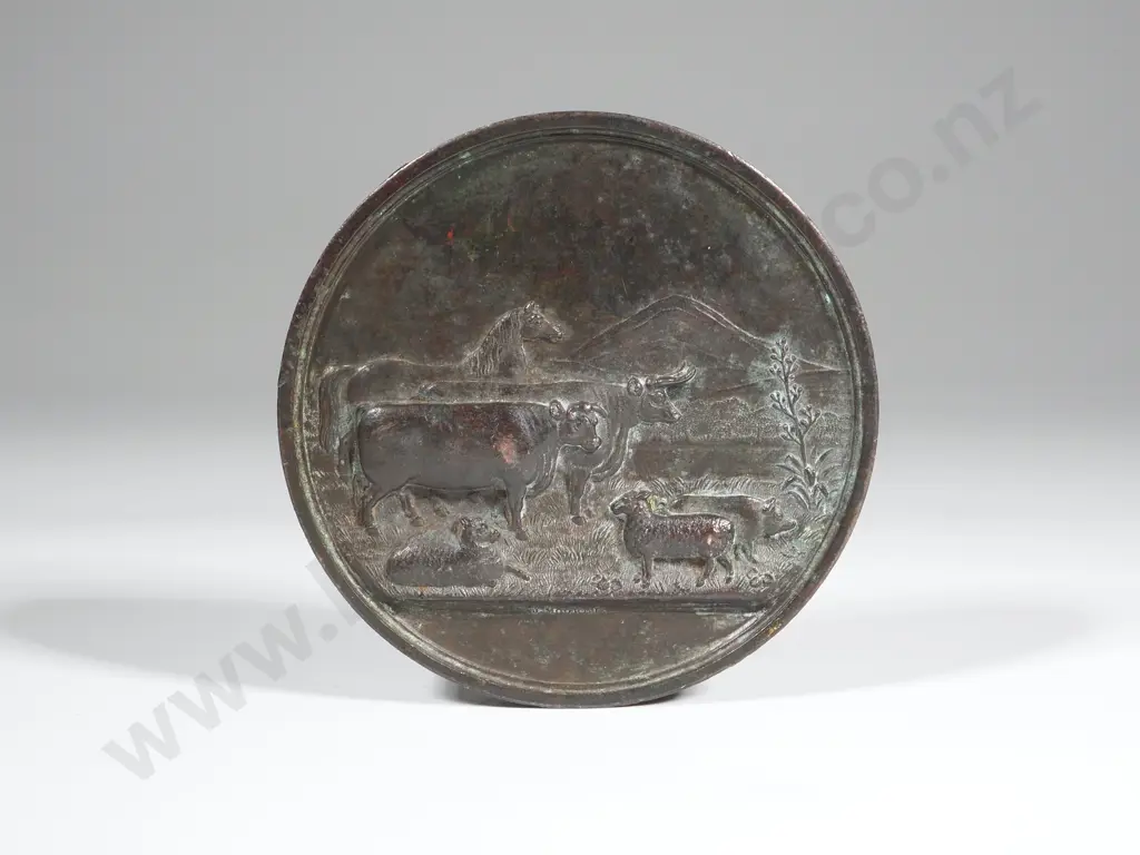 North Otago Pastoral & Agricultural Association Medal  1863, in bronze (51mm), by J.Moore Image 1++