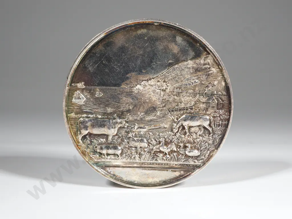 1877 Large Hutt District Sterling Silver Horticultural & Pastoral Society Medal Image 1++
