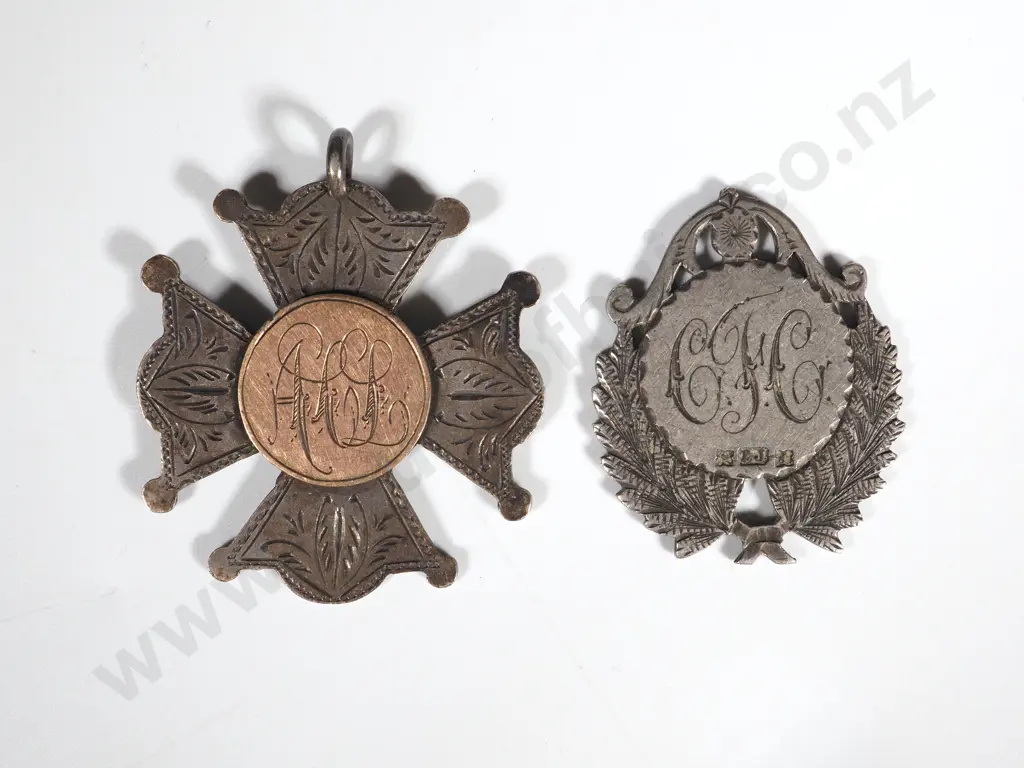Two Prize Fobs & Prize Shield to A Hill - St Albans Cricket Club  - All in Sterling Silver Image 1++