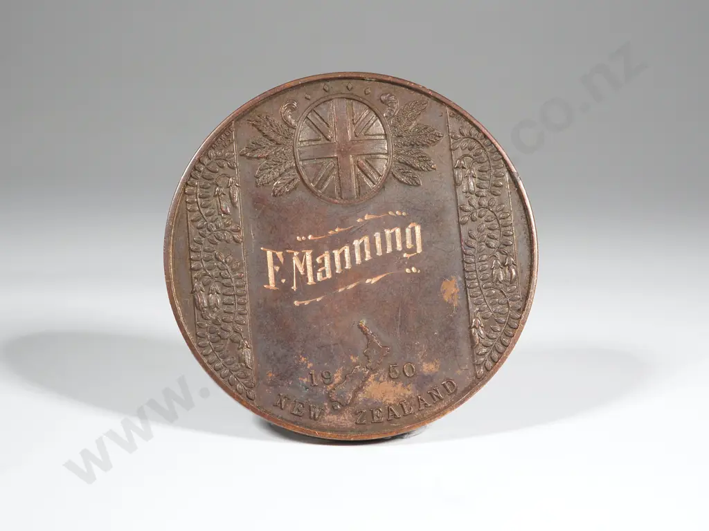 1950 British Copper Empire Games Medal Awarded to F Manning Image 1++