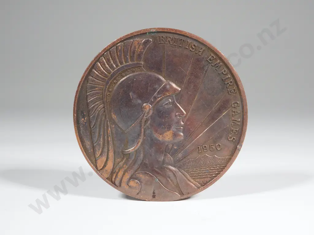 1950 British Copper Empire Games Medal Awarded to F Manning Image 1++