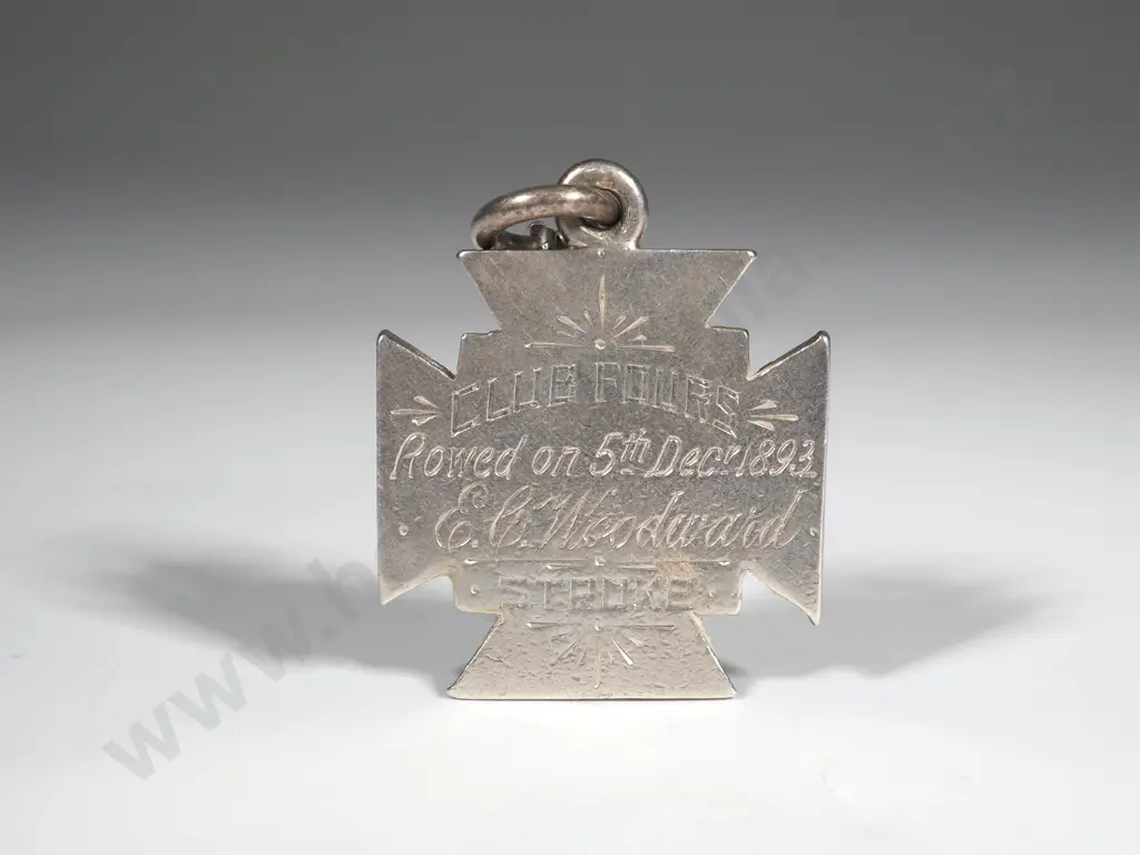 Sterling Silver Nelson Rowing Club Prize Fob to Woodward Image 1++