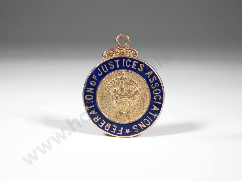 1948 New Zealand Justices Association 9ct Gold Medal to G H Goodman Image 1++