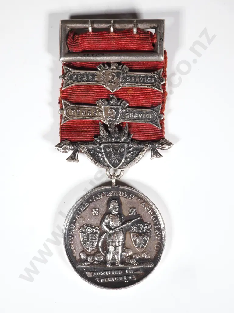 Sterling Silver New Zealand Fire Brigades Long Service and Good Conduct Medal For Five Years Image 1++