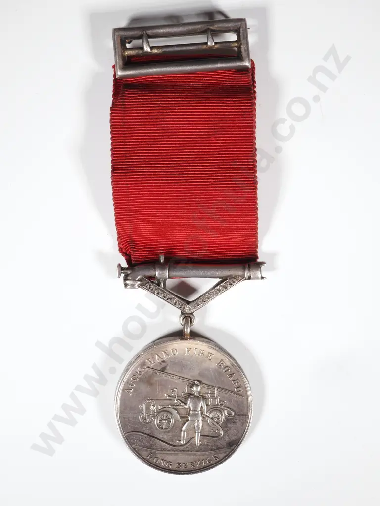 Auckland Fire Board, Long Service Medal for Five Years Service, Struck in Silver (38mm), by A.K. (Adolph Kohn, Auckland) Image 1++