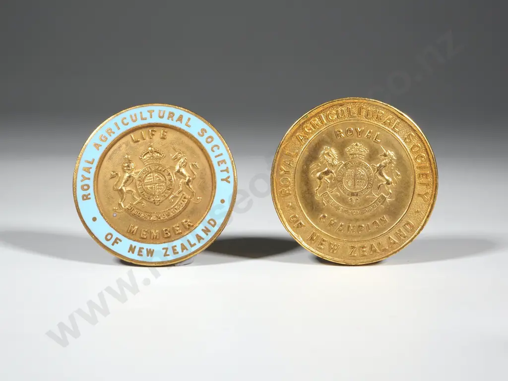 Royal Agricultural Society of New Zealand Member Pin & 1978 Angus Bull Prize Medal Image 1++
