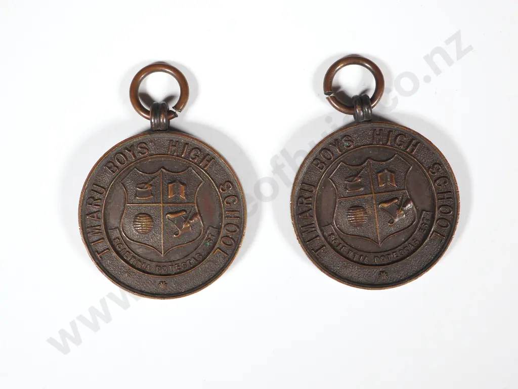 Two Timaru Boys High School Prize Medals Image 1++