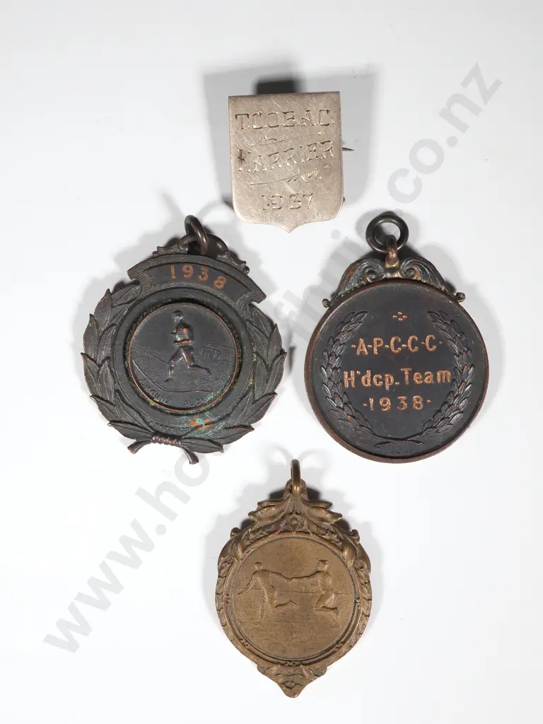Three New Zealand Prize Medals & Sterling Silver Pin Image 1++