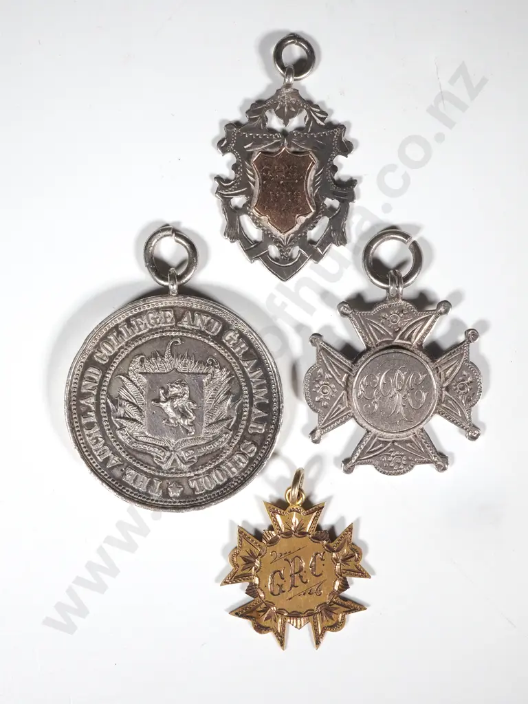 Selection of Four Prize Fobs Awarded to E Swinnerton in Silver & Gold Image 1++