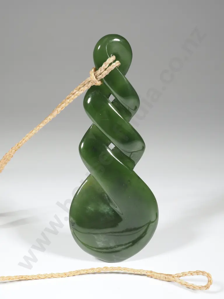 Carved Greenstone Pendant With Cord Image 1++