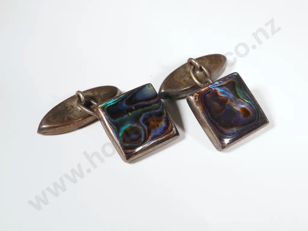 Pair of Sterling Silver Cufflinks Of Square Form Image 1++