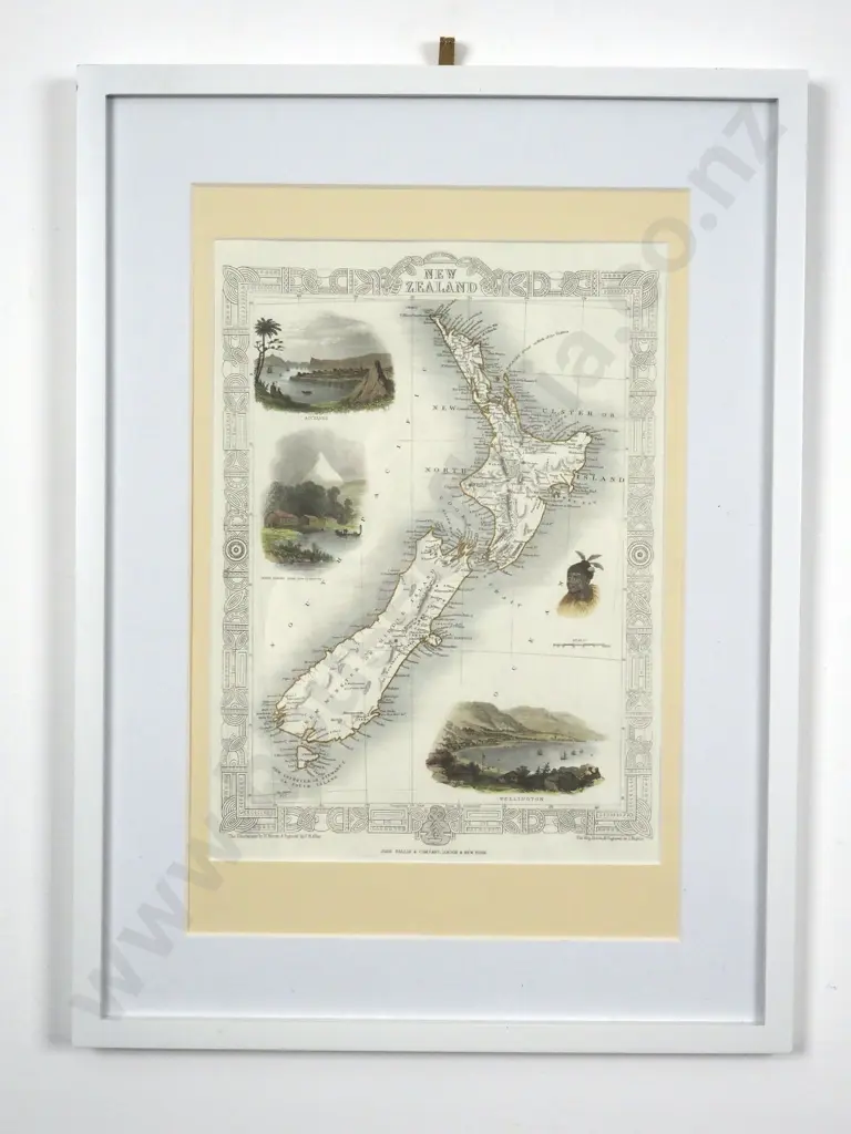 Print Of Early New Zealand Map By  John Tallis 1851 Image 1++