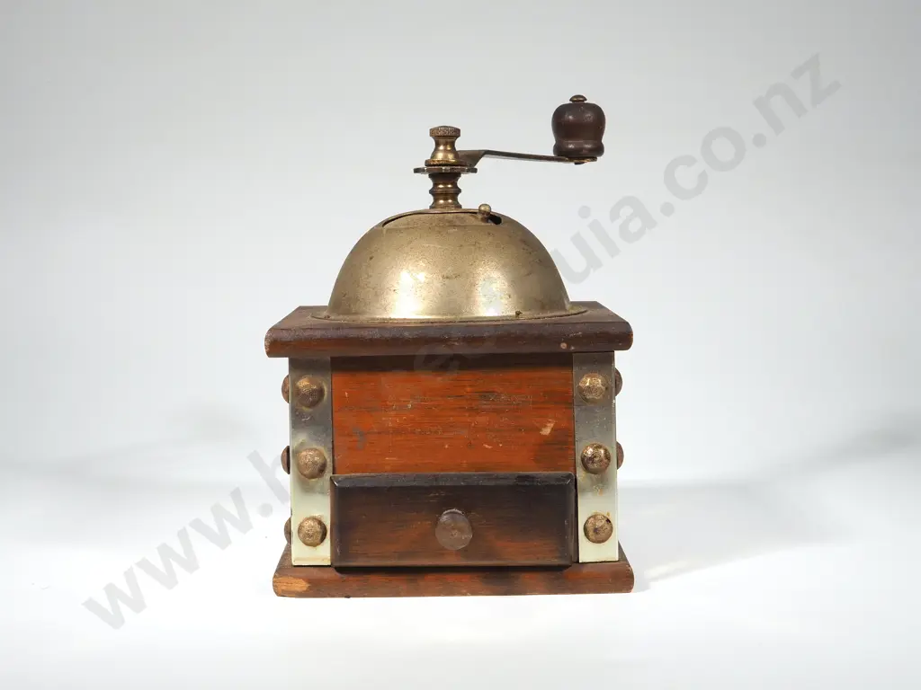 Coffee Grinder in Brass & Timber Image 1++