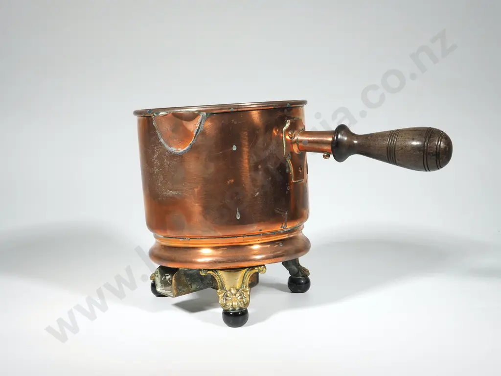 Vintage Electric Copper Pot w Wooden Handle Pat 89514 RD Archer System & Scroll Feet Image 1++