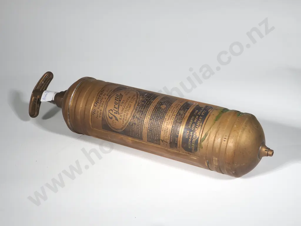 Vintage Brass Hand Held Fire Extinguisher Image 1++