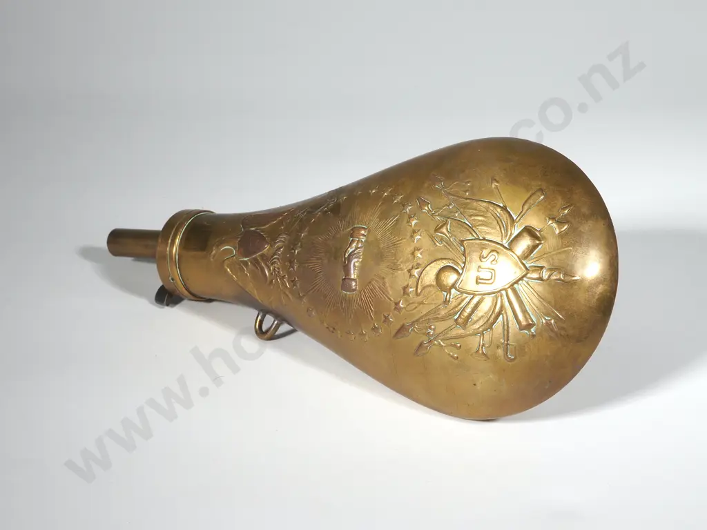 U.S. Marked Brass Powder Flask Image 1++