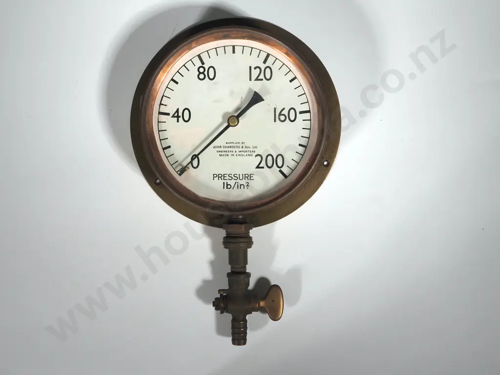 Large Vintage John Chambers & Son LTd Pressure Gauge in Brass Image 1++