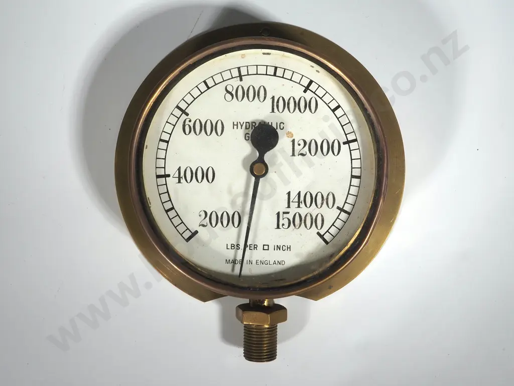 Large Vintage Hydraulic Gauge in Brass Image 1++