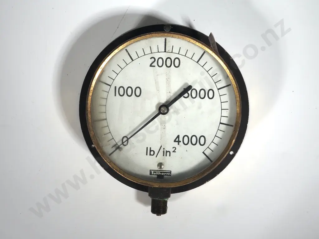 Large Vintage Teltherm Pressure Gauge in Brass Image 1++
