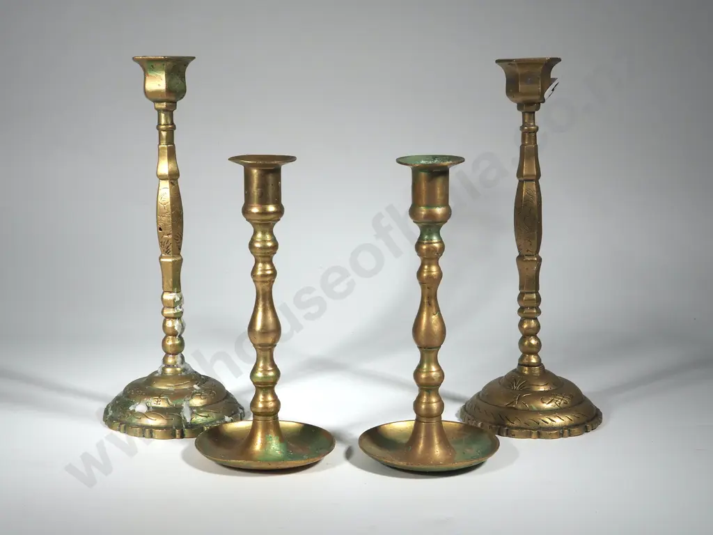 Collection of Four Brass Candlesticks Image 1++