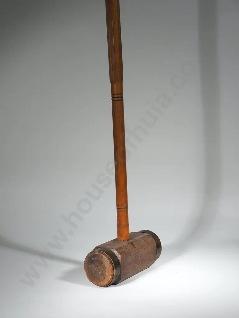 Antique Timber & Brass Croquet Mallet Image 1++