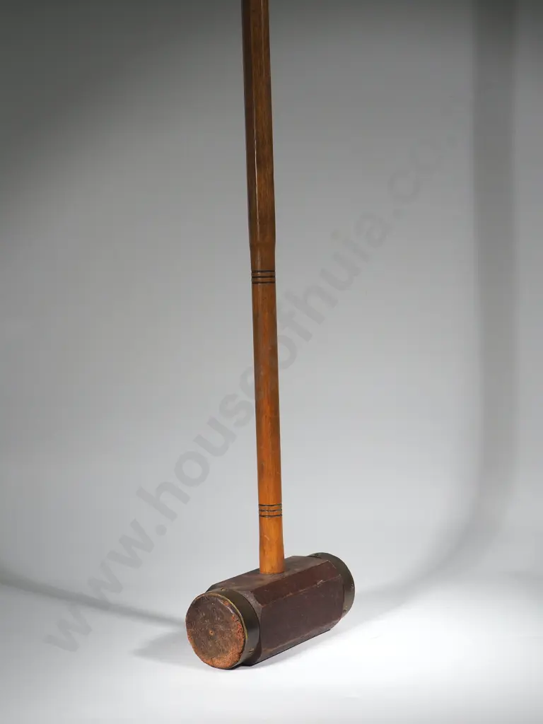 Antique Timber & Brass Croquet Mallet Image 1++