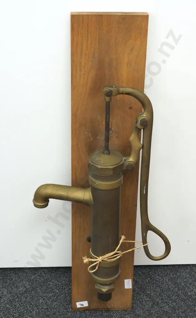Antique Mounted Brass Well Pump W Decorative Handle Image 1++