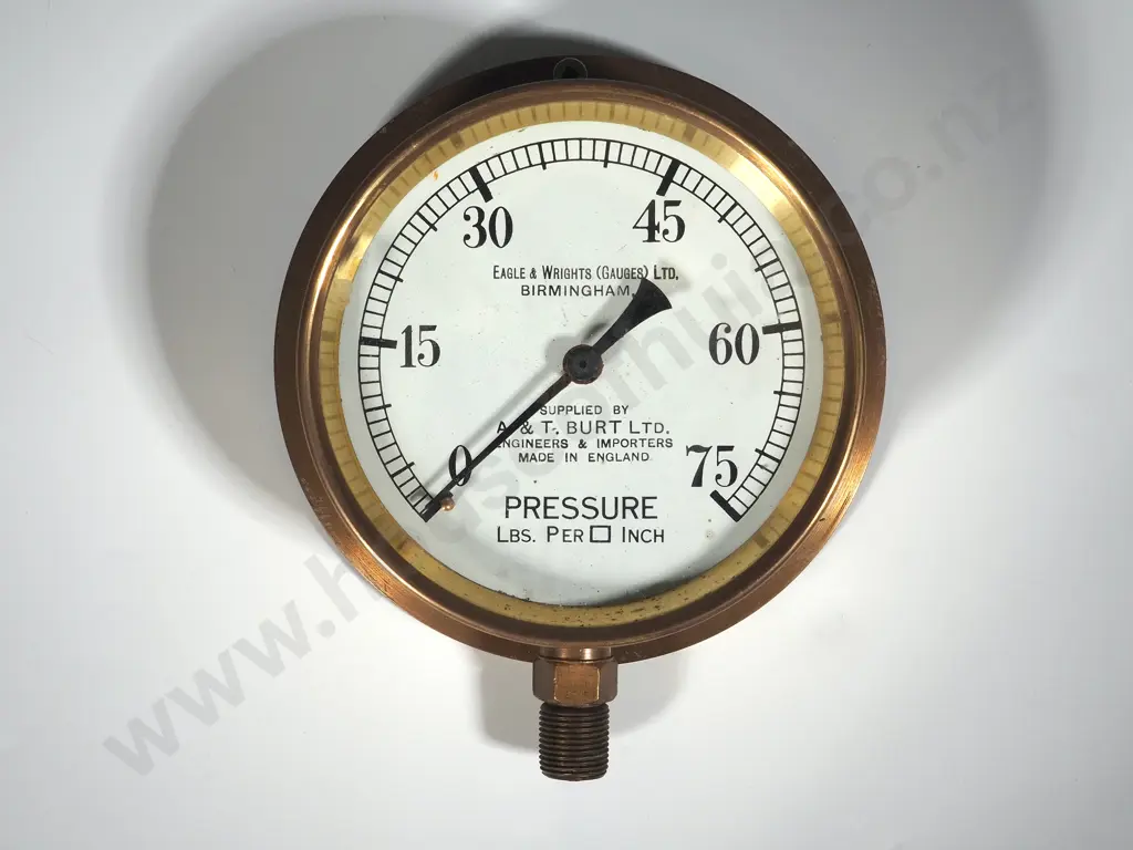 Vintage Eagle & Wrights Ltd Birmingham Pressure Gauge in Brass Image 1++