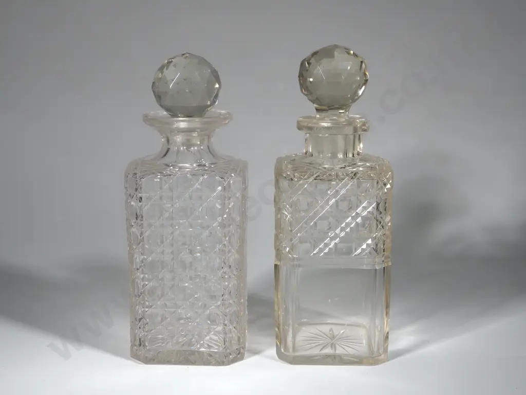 Two Cut Crystal Decanters - One A/F Image 1++
