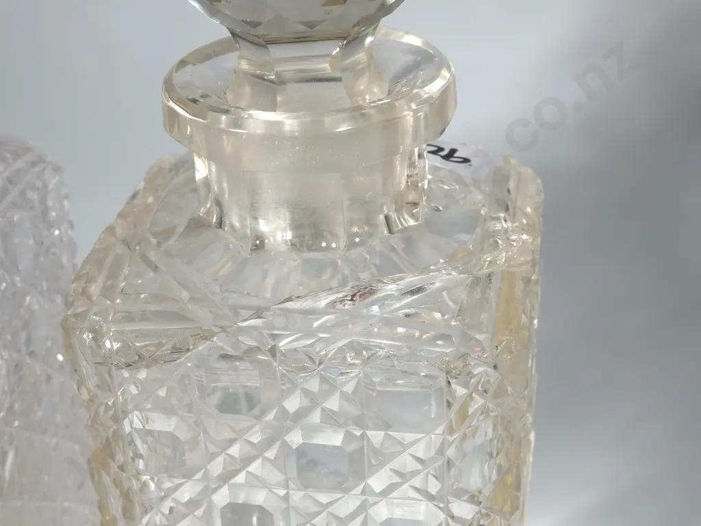 Two Cut Crystal Decanters - One A/F Image 1++