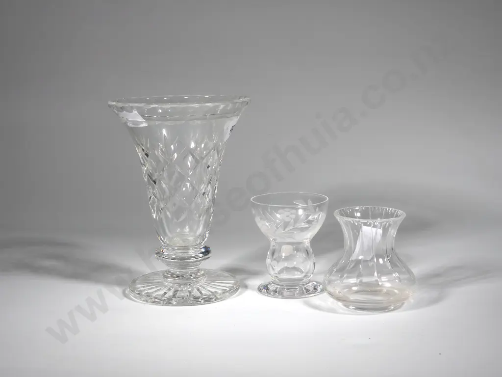 Cut Glass Vase & Two Small Bud Vases Image 1++