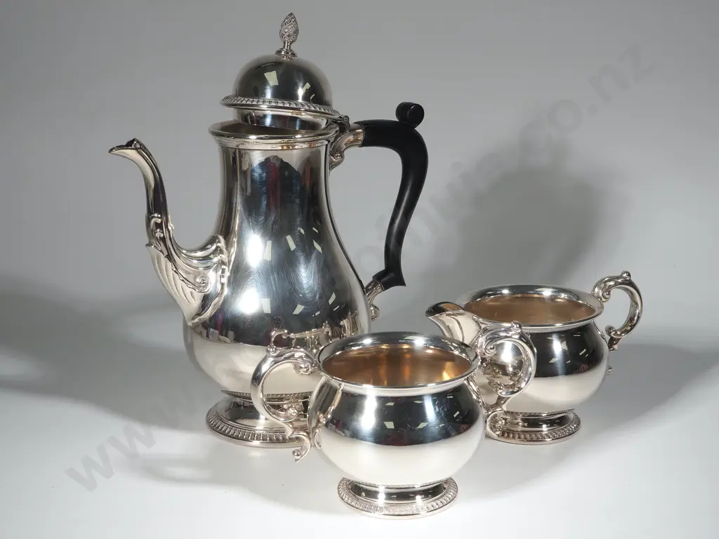 Silver Plate Tea set Comprisig Coffee Pot, Sugar & Creamer  Image 1++