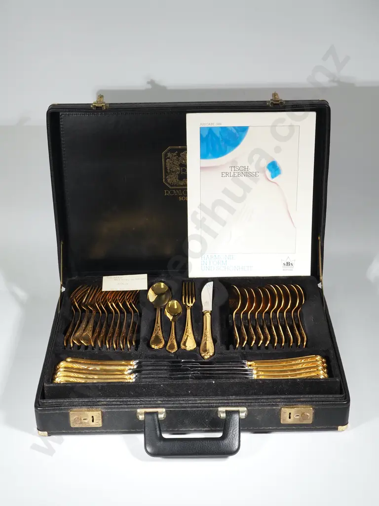 23ct Gold Plate Cutlery Set in Case - Solingen Image 1++