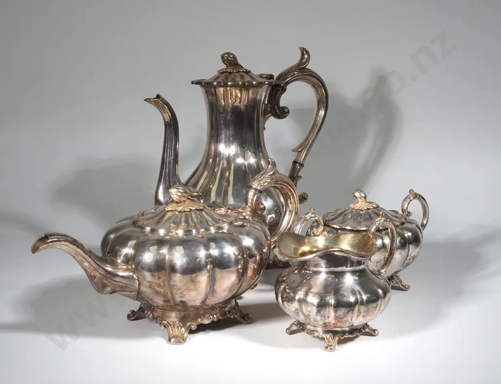 Antique Silver Plate Tea Set Image 1++