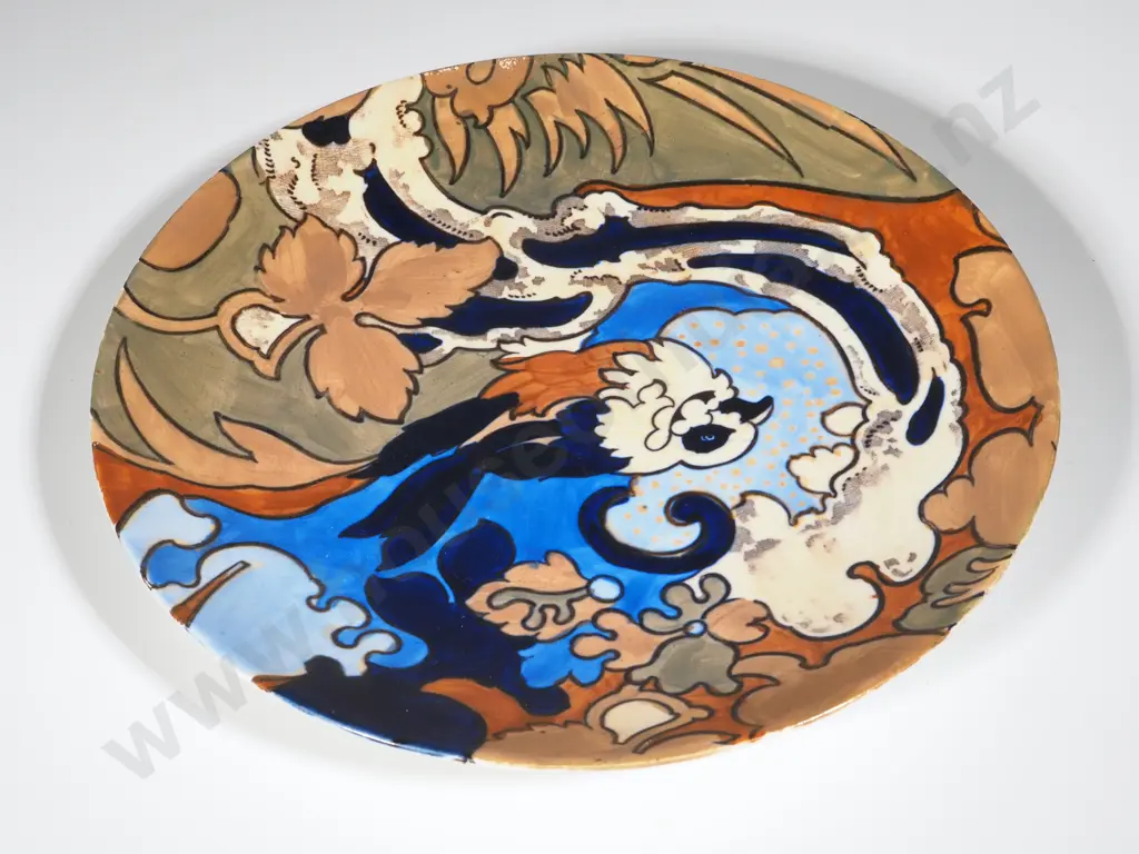 Amstel Bursley Ware Plate Decorated With A Stylised Bird Image 1++