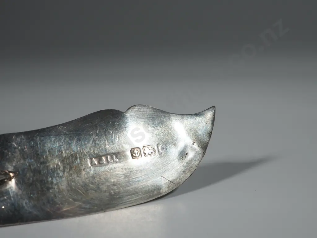 Colonial Greenstone & Sterling Silver Butter Knife Image 1++