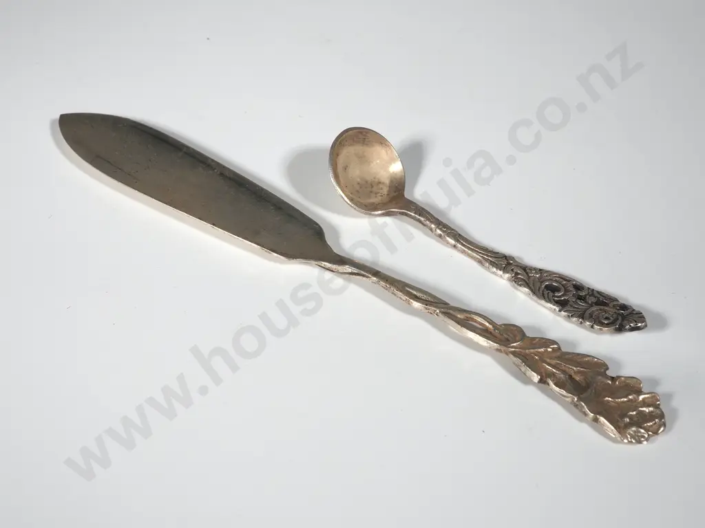 Sterling Silver Butter Knife & Mustard Spoon Image 1++