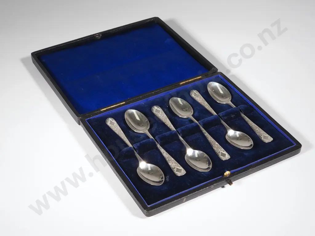 Boxed Sterling Silver Teaspoons. English Hallmarks Image 1++